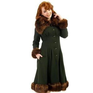 COLLECTIF Pearl Coat Faux Fur Green XS